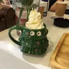 Water Bottles Christmas Tree Mugs Christmas Ceramic Tea Mugs 3D Christmas Tree Ceramic Cup Milk Coffee Water Cup Mug Couples Xmas Gifts 231208