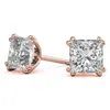 Medboo Moissanite Earrings Vvs1 d 2ct Studs Princess Cut Diamond Rose Gold