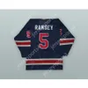 Personalizado MIKE RAMSEY 5 1980 EUA EQUIPE NACIONAL AZUL ESCURO HÓQUEI JERSEY NOVO Top Costurado S-M-L-XL-XXL-3XL-4XL-5XL-6XL