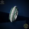 With Side Stones WUIHA Real 925 Sterling Silver Fancy Vivid Emerald Ruby Row Created Moissanite Rotating Ring for Women Luxury Gift Drop Shipping YQ231209