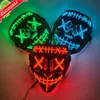 Upgrade der neuen leuchtenden Neon-EL-Draht-Party-Maske für Halloween, blinkende Purge-Horror-Maske, leuchtende gruselige Maskerade