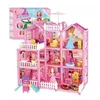 Acessórios de boneca crianças brinquedo simulação casa de boneca villa conjunto fingir jogar casa montagem brinquedos princesa castelo quarto meninas presente brinquedo para crianças 231208