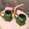 Water Bottles Christmas Tree Mugs Christmas Ceramic Tea Mugs 3D Christmas Tree Ceramic Cup Milk Coffee Water Cup Mug Couples Xmas Gifts 231208