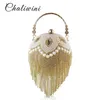 TASSEL Fashion Women Pearl Beaded Crystal Party Evening Bag Bridal Wedding Round Ball handledskoppling handväska handväska 211028248E