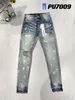 Diseñador Jeans para hombre Pantalones vaqueros morados Pantalón de mezclilla desgastado Ripped Biker Jean Slim Fit Motocicleta ropa para hombres Tamaño 30-40