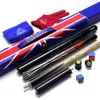 Tacos de bilhar CUESOUL Handcraft 57" 34 Articulado Ebony Snooker Cue com Union Jack Flag Design 231208