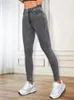 Jeans femininos 2024 mulheres estiramento magro senhora slim fit clássico lápis meninas leggings calças de perna reta azul cinza calças simples 231208