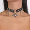 Chaînes 2023 Halloween Modèle Femmes Lock Chocker Collier Coeur Clé Rivets Noir Goth Punk Sautoirs