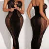 Sexy malha lingerie feminina outfits erótico fishnet oco bodycon mini elástico sexo transparente bodysuit vestido praia wear sexy