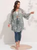 Kvinnors dike rockar Finjani plus storlek Chiffon Kimono Floral Print Batwing Sleeve Cardigan för kvinnors mode och eleganta kvinnors smock vindbreakerl231122