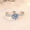 With Side Stones NKHOG Real 3 Moissanite Rings For Women 925 Sterling Silver Classic 6 Claws Engagement Band Jewelry Romantic Wedding Ring YQ231209