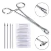 Autres accessoires de mode 41 pièces pinces de perçage pince aiguilles kit d'outils pour oreille nez septum langue sourcil lèvre ventre mamelon corps outils 231208