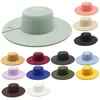 Women's Hat Fedoras Men's Autumn Winter kände breda Panama huvudbonader Designer mode svart kapell strand brim rosa damer 22171