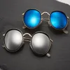 Vintage Runde Sonnenbrille 51 Frauen Männer Schwarz Gold Rahmen Sonnenbrille Hochwertige Spiegel Gafas de Sol für Damen mit Cases249J