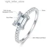 With Side Stones Follow Cloud Emerald Cut 2ct Moissanite Diamond Ring for Women Sparkly Halo Engagement Wedding Band Platinum Plated 925 Silver YQ231209