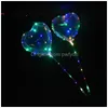 Party Decoration Heart-Shaped Led Large Size Bobo Balloon With 13.8 Inch Tow Bar Valentines Day String Lights Balloons Colorf Drop D Dhvos