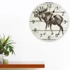 Horloges murales Bois Lignes d'orignal Horloge créative pour la décoration de bureau à domicile Salon Chambre Enfants Montre suspendue