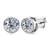 Stud Earrings Top Quality 1CT D Color VVS1 EX Moissanite S925 Brilliant Round Cut Lab Diamond Platinum Plated For Women