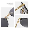 Espejo azul Sin marco Metal dorado Gafas de sol para mujer Hombres Sin montura Gafas de sol marrones para mujer Sombras de moda Gafas de corte 230920