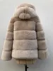 Hiver épais chaud fausse fourrure manteau femmes fourrure à capuche à manches longues veste de luxe manteaux Bontjas