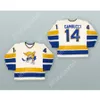 Anpassad vit 14 Minnesota WHA 1974-75 Gary Gambucci Fighting Saints Hockey Jersey New Top Stitched S-M-L-XL-XXL-3XL-4XL-5XL-6XL