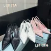 Bombas de cuero cepillado con talón descubierto Zapatos de vestir estampados Lujo negro blanco rosa 75 mm Sandalia de boda de tacón alto Moda mujer tacones de diseñador sandalias de fiesta con Bo