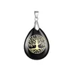 Natural Chakra Quartz Amethyst Tiger Eye Stone Printing the Tree of Life Teardrop Pendant