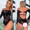 Vrouwen zomer visnet bodysuit ondergoed sexy strass bodycon verleiding jumpsuit kleding erotische transparante bodysuits