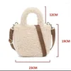 Evening Bags Women Daily Shoulder Bag Adjustable Strap Cute Casual Satchel Solid Color Lamb Wool With Pendant For Autumn Winter