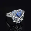 Met zijstenen JewelryPalace nieuwe collectie hartboog 5ct blauwe edelsteen gemaakt blauwe spinel 925 sterling zilveren cocktailring voor vrouw meisje YQ231209