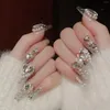 Fałszywe paznokcie Pearl Rhinestone Decor Clear Długie odporne na chipsy Fakie