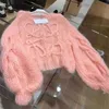 Women's Sweaters Luo Jia's 23 Autumn/winter Top for Women with a High Quality and Elegance French Small and Popular Pink Sweater Lazy and Loose