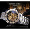 Wristwatches Winner Transparent Fashion Diamond Luminous Gear Movement Royal Design Men Top Brand Luxury Male Mechanical Skeleton Wrist Watch 231208