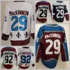 Hockey sur glace pour hommes 8 Cale Makar Jerseys 29 Nathan Kinnon 92 Gabriel Landeskog Mikko Rantanen Joe Sakic Peter Forsberg Bury Blue White Re