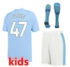 2023 2024 Man City Soccer Jerseys Kids Football Kits Socks Haaland Grealish de Bruyne Foden 23 24 Barn Hem Away Third Football Jersey Shirt Maillot Foot