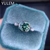 サイドストーン付きYulem 2CT Radiant Moissanite Engagement Ring Blue VVSダイヤモンド婚約リングスターリングシルバーウェッジリングYQ231209