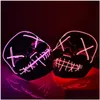 Party Masks Halloween Mask Led Light Up Party Masks The Purge Cosplay Election Year Great Funny Festival Costume Supplies Glow In Dark Dhx7N