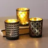 Świecowe uchwyty czarne geometria wzór szklany kubek w kształcie świec decorarion 5.6x6.7 cm Porta Velas