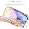 Kosmetiska väskor fall laserpåse ins stil koreansk kosmetik halvcirkel resebuggy bärbar klimpa formad transparent tvätt 231208