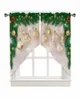 Curtain Christmas Fir Branches Balls Window Curtains For Living Room Kitchen Drapes Home Decor Triangular