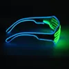 Okulary przeciwsłoneczne Emazing Lights 2-Color El Wire Neon LED LED Party DJ Up jasne szklanki w kształcie migawki Rave Sunglasses1259h