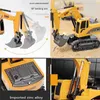 Diecast Model Cars 1 24 Alloy Remote Control Excavator 360 graders rotation Barnens pojke leksak bil 6-vägs elektrisk grävmaskin teknik bil leksak gåva231114