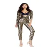 Luipaard Dierenprint Fancy Dress Sexy Dames Diepe V-hals Zip Up Lingerie Body Jumpsuit Cosplay Party Catsuit293n