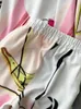 Calças femininas de duas peças Retro Moda Abstrata Impressão Blazer Set Mulheres Outfits Profissional Manga Longa Jaqueta Calças Ternos Feminino 231208