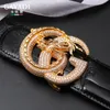 Arched Pearl Nile Crocodile Belt Men's Genuine Leather Smooth Buckle Set with Diamond Men's Belt Business 2024 New High Quality Belt