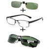 Lunettes de soleil 3pcsrectangular métal noir lunettes de lecture d'affaires pour hommes femmes alliage polarisé clip271b