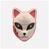Andra LED -belysning Demon Slayer Fox Cat Mask Replica Luminous Kimetsu No Yaiba Cosplay ADT Drop Delivery Lights Holiday Dhhdj