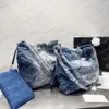 Torby na ramię francuskie damskie projektant zakupów 22 torebki niebieski czarny dżinsowy diament Pochette srebrny sprzęt moneta lager pojemność crossbody ramię na zewnątrz 2024D