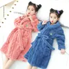 Towels Robes Arrival Bathrobe Kids Fashion Flanel Warm Sleepwear for Big Girls Autumn Winter Children Cartoon Nightgowns Baby Pajamas 231208