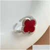 Mode Vergulde Designer Sieraden 4/Klavertje Vier Ring Opening Verstelbare Klassieke Bloem Ringen Bruiloft Feest Cadeau Drop Leveren Dhnfr